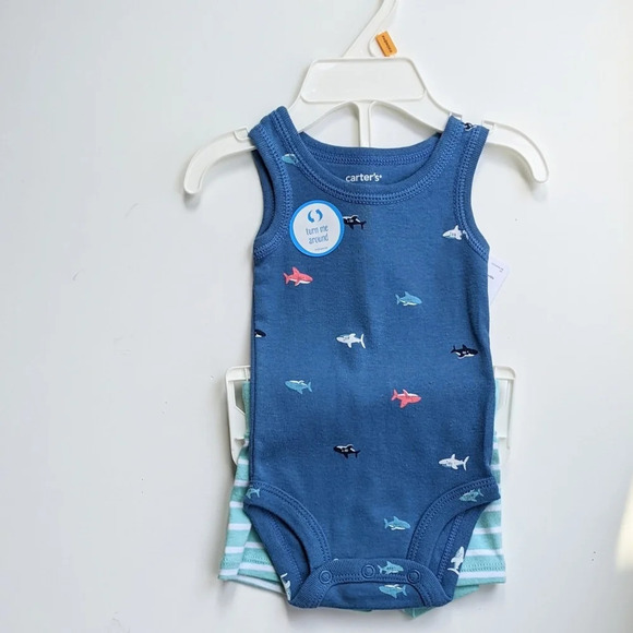 Carter New Born Baby Boy 2PC Short Set/Splash Attire - Picture 1 of 6